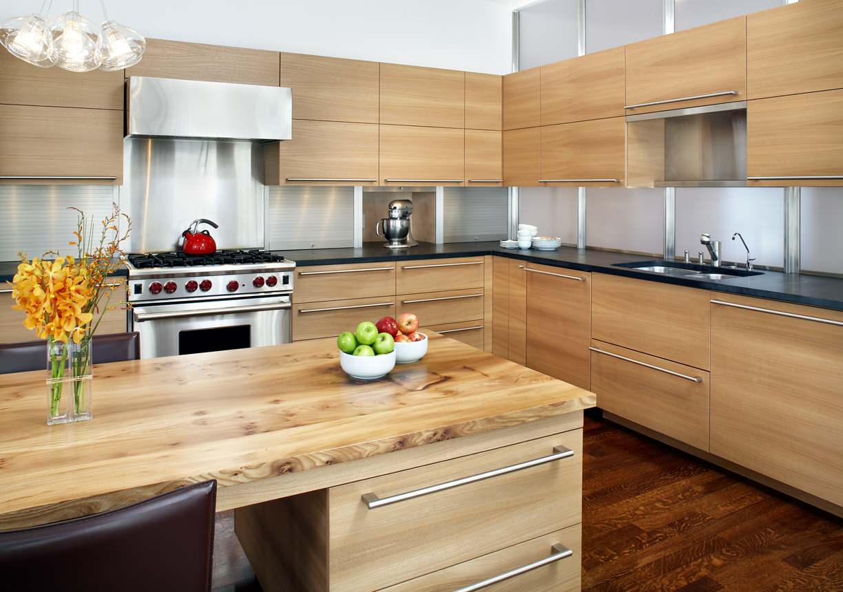 Flat Panel White Oak Cabinets