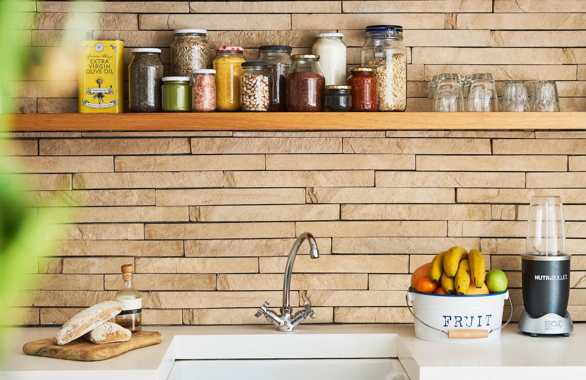 Farmhouse Kitchen Brick Backsplash