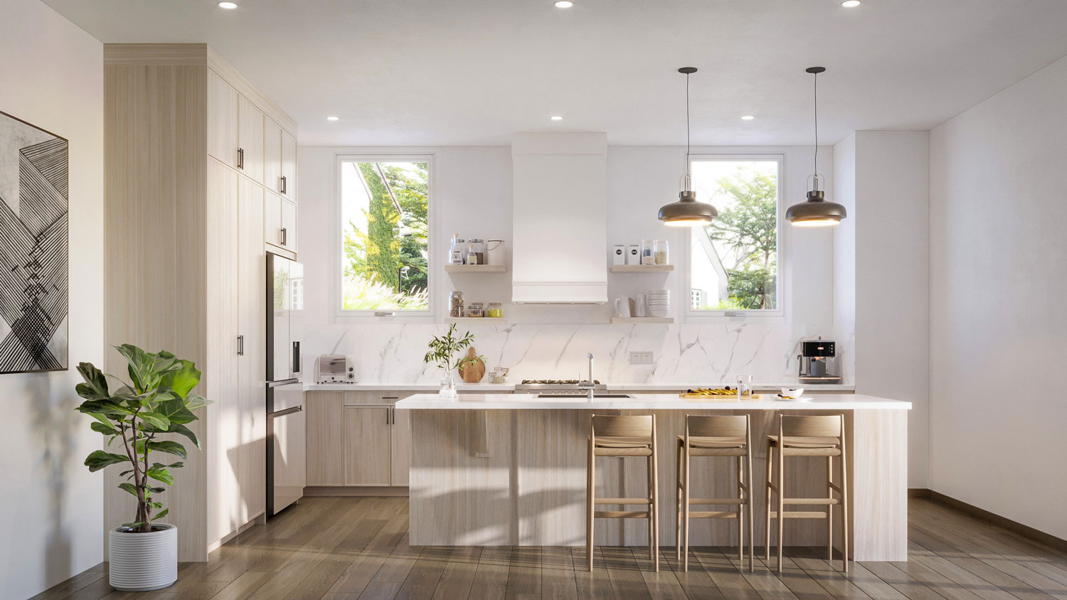 Whitewashed White Oak Cabinets