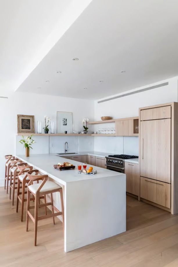 White Oak Cabinets with Subway Tile Backsplash